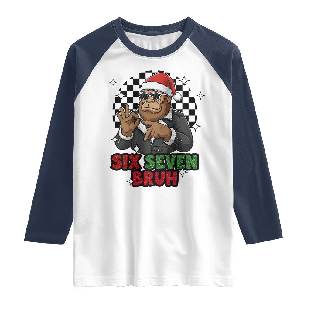 Biker Santa Six Seven Bruh Raglan Shirt Christmas Gift For Gen Z - Wonder Print Shop