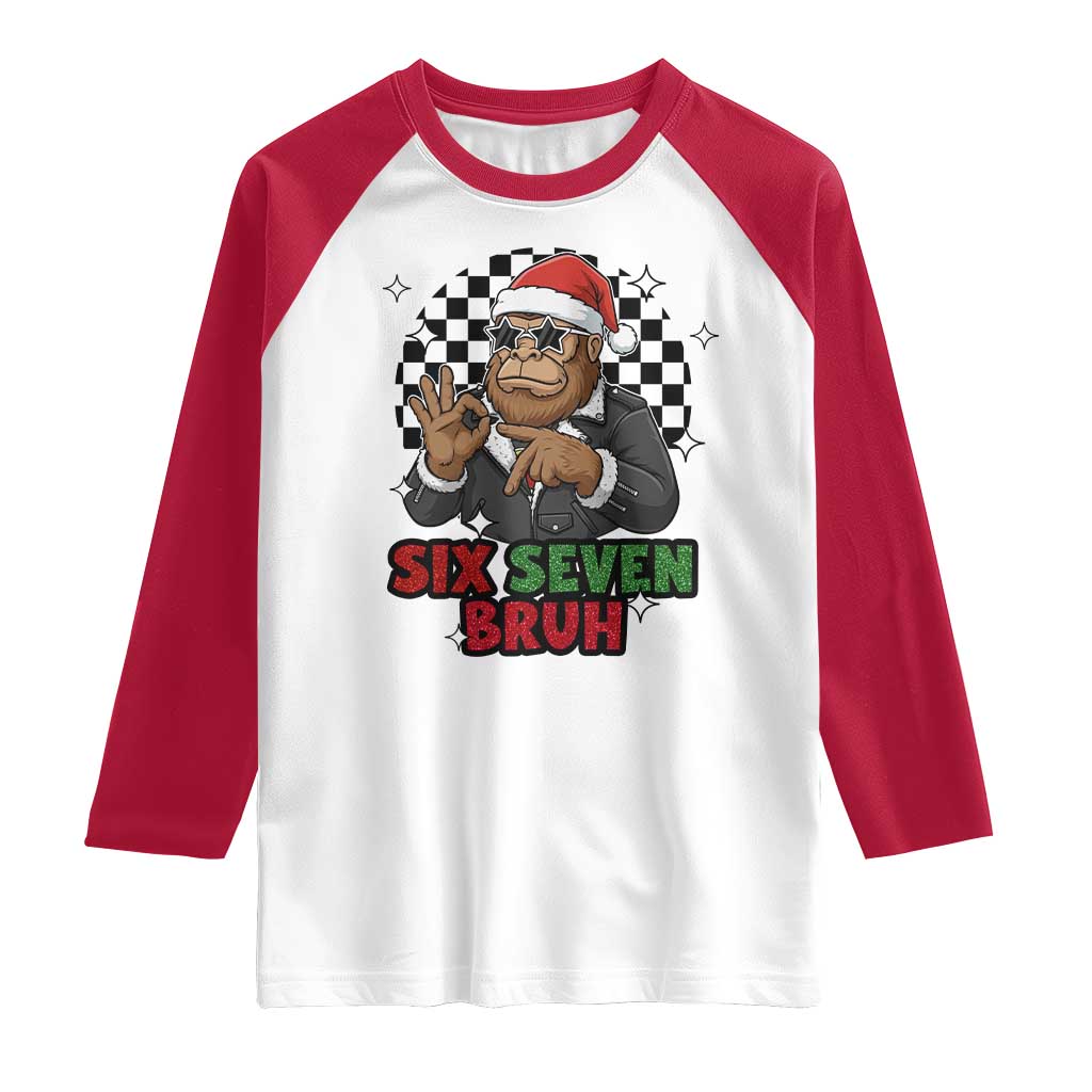 Biker Santa Six Seven Bruh Raglan Shirt Christmas Gift For Gen Z - Wonder Print Shop