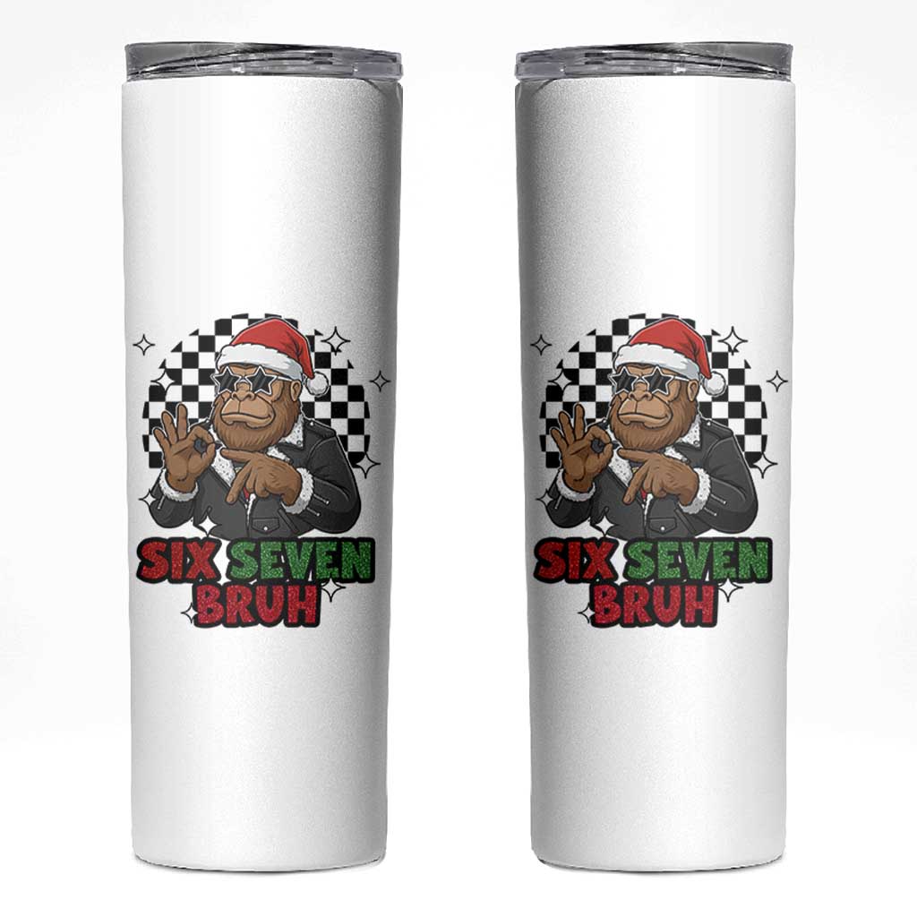 Biker Santa Six Seven Bruh Skinny Tumbler Christmas Gift For Gen Z - Wonder Print Shop