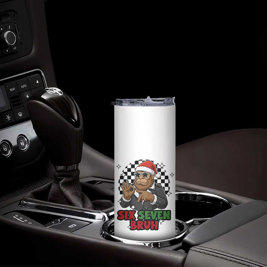 Biker Santa Six Seven Bruh Skinny Tumbler Christmas Gift For Gen Z - Wonder Print Shop