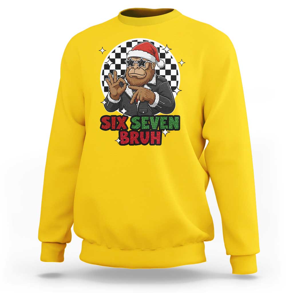 Biker Santa Six Seven Bruh Sweatshirt Christmas Gift For Gen Z - Wonder Print Shop