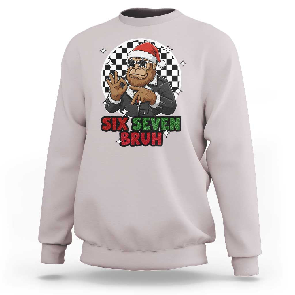 Biker Santa Six Seven Bruh Sweatshirt Christmas Gift For Gen Z - Wonder Print Shop