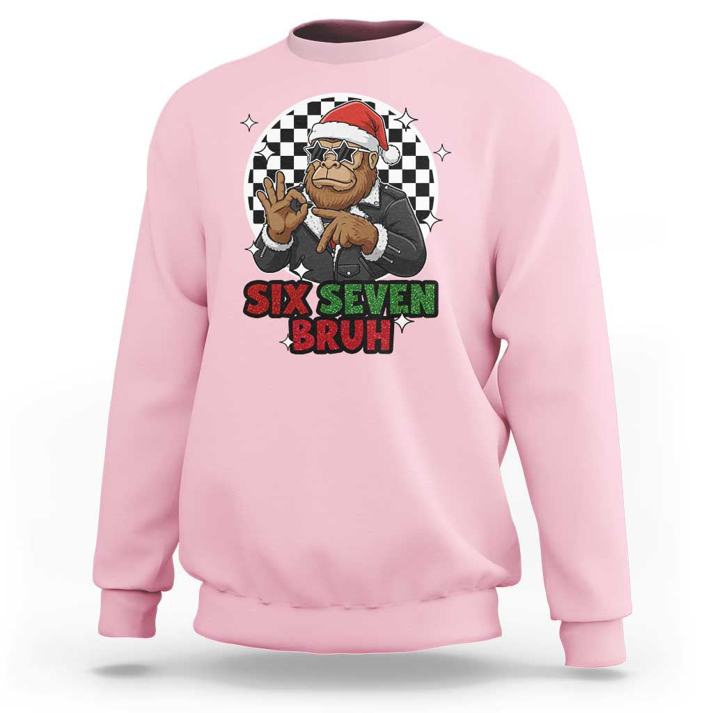 Biker Santa Six Seven Bruh Sweatshirt Christmas Gift For Gen Z - Wonder Print Shop
