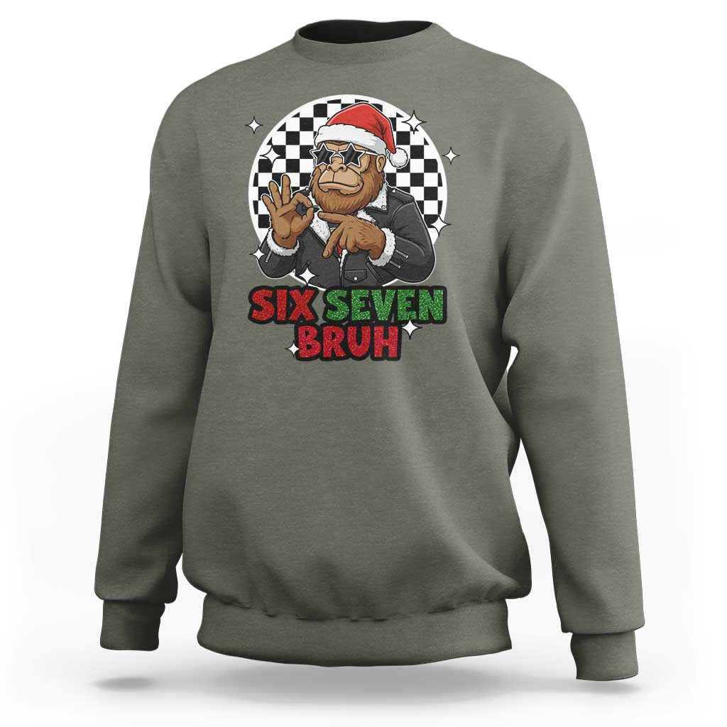 Biker Santa Six Seven Bruh Sweatshirt Christmas Gift For Gen Z - Wonder Print Shop