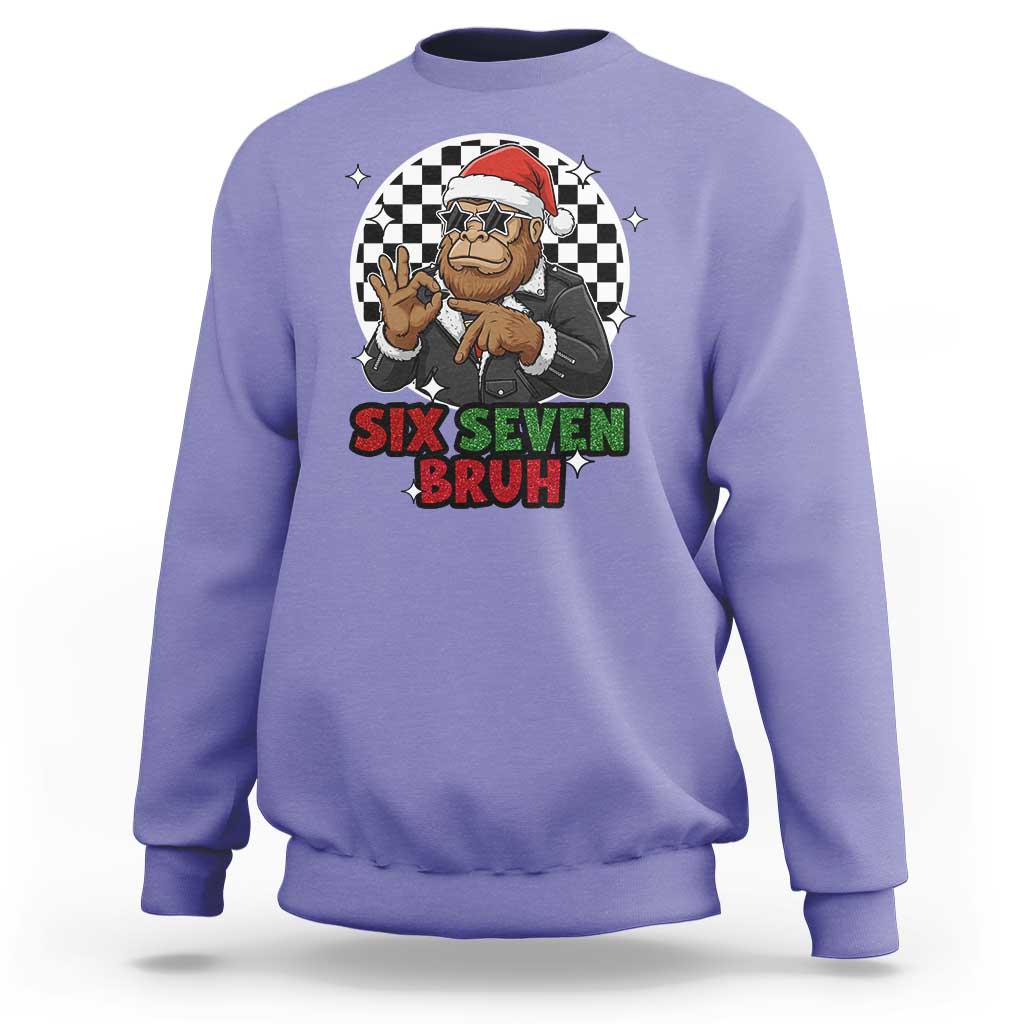 Biker Santa Six Seven Bruh Sweatshirt Christmas Gift For Gen Z - Wonder Print Shop
