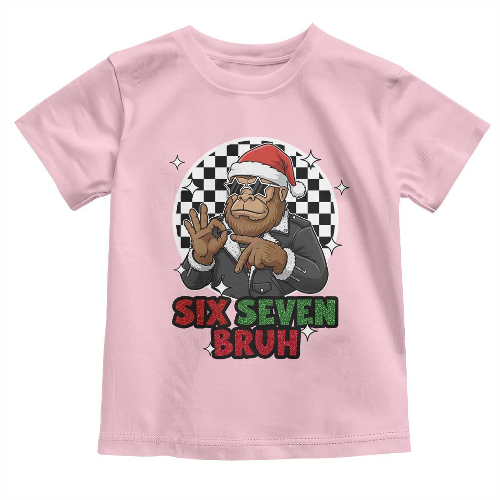 Biker Santa Six Seven Bruh Toddler T Shirt Christmas Gift For Gen Z - Wonder Print Shop