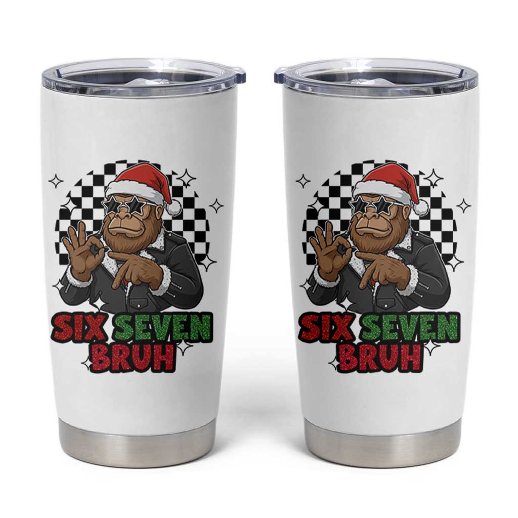 Biker Santa Six Seven Bruh Tumbler Cup Christmas Gift For Gen Z - Wonder Print Shop