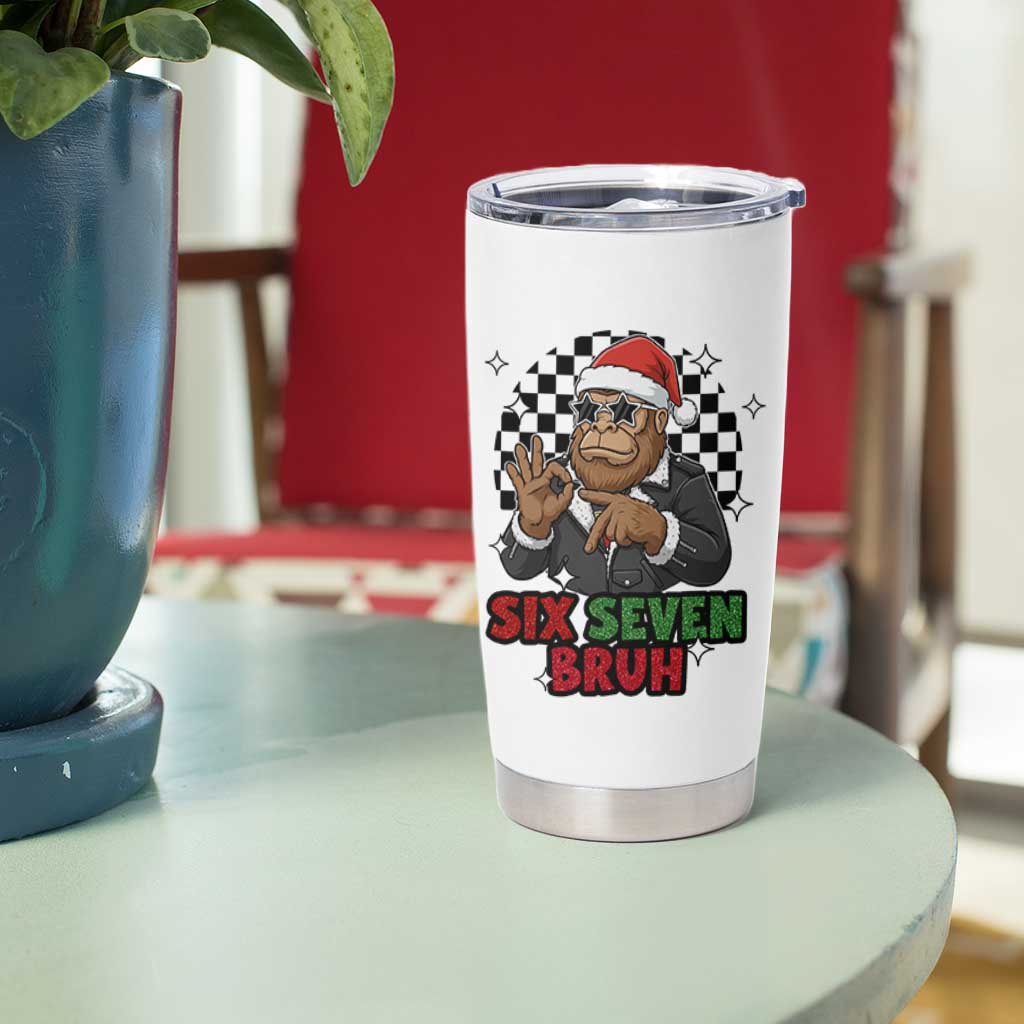 Biker Santa Six Seven Bruh Tumbler Cup Christmas Gift For Gen Z - Wonder Print Shop