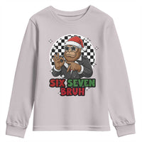 Biker Santa Six Seven Bruh Youth Sweatshirt Christmas Gift For Gen Z - Wonder Print Shop
