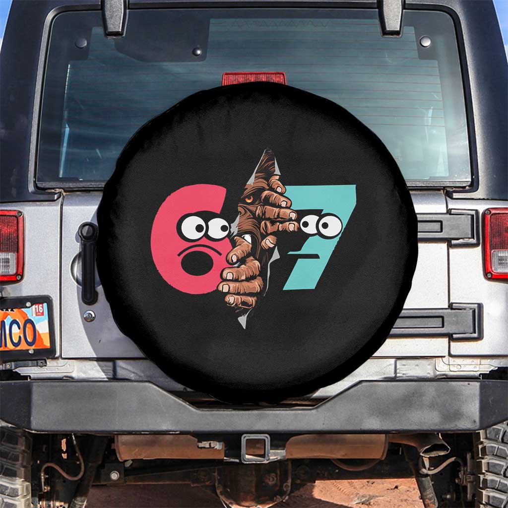 Bigfoot Six Seven Meme Spare Tire Cover 67 Viral Gen Alpha Slang Gift - Wonder Print Shop