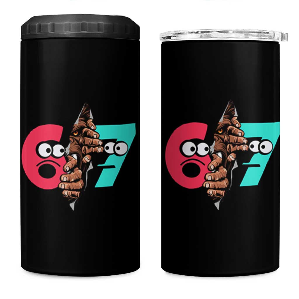 Bigfoot Six Seven Meme 4 in 1 Can Cooler Tumbler 67 Viral Gen Alpha Slang Gift - Wonder Print Shop