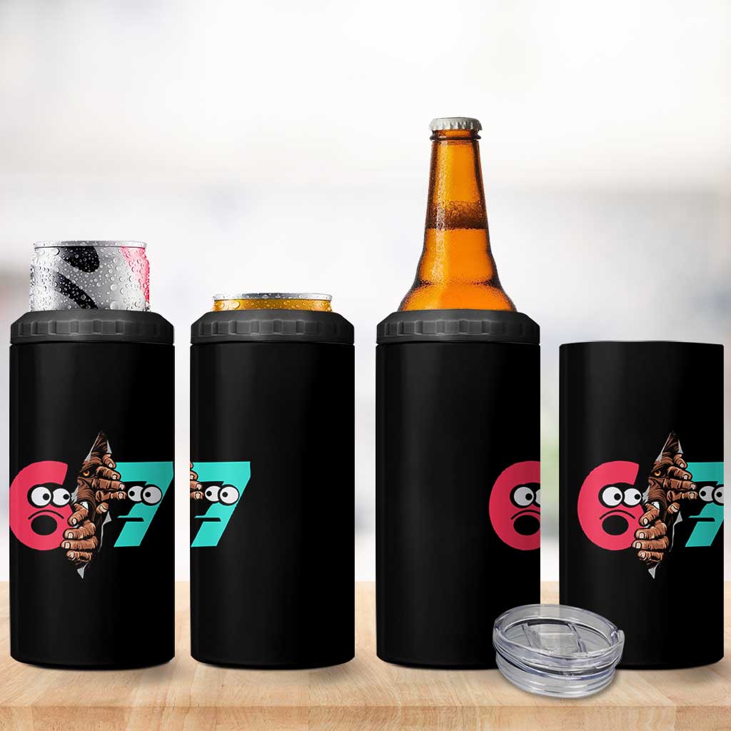 Bigfoot Six Seven Meme 4 in 1 Can Cooler Tumbler 67 Viral Gen Alpha Slang Gift - Wonder Print Shop