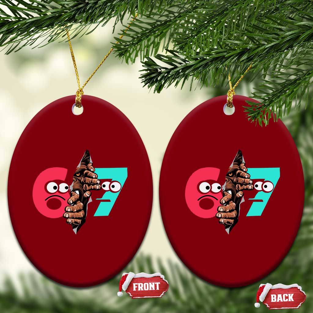 Bigfoot Six Seven Meme Ceramic Ornament 67 Viral Gen Alpha Slang Gift - Wonder Print Shop