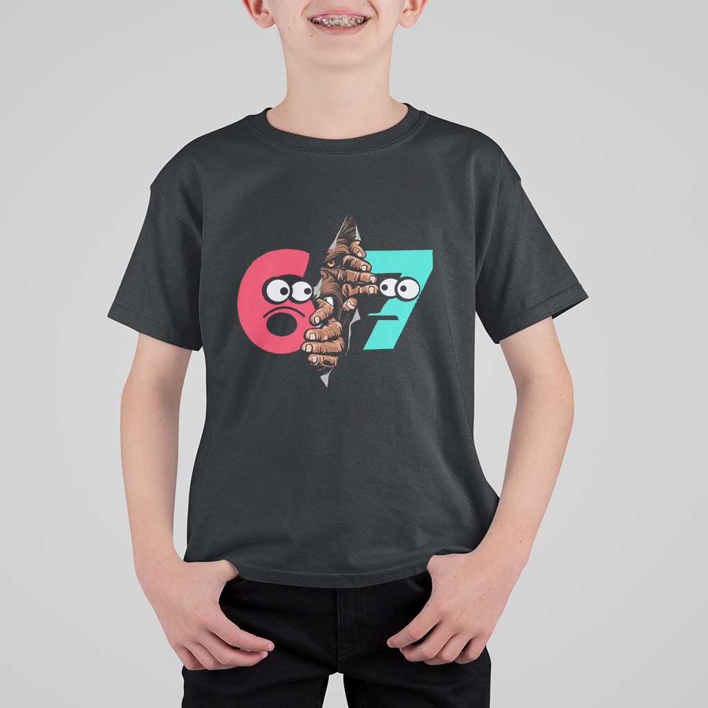 Bigfoot Six Seven Meme T Shirt For Kid 67 Viral Gen Alpha Slang Gift - Wonder Print Shop