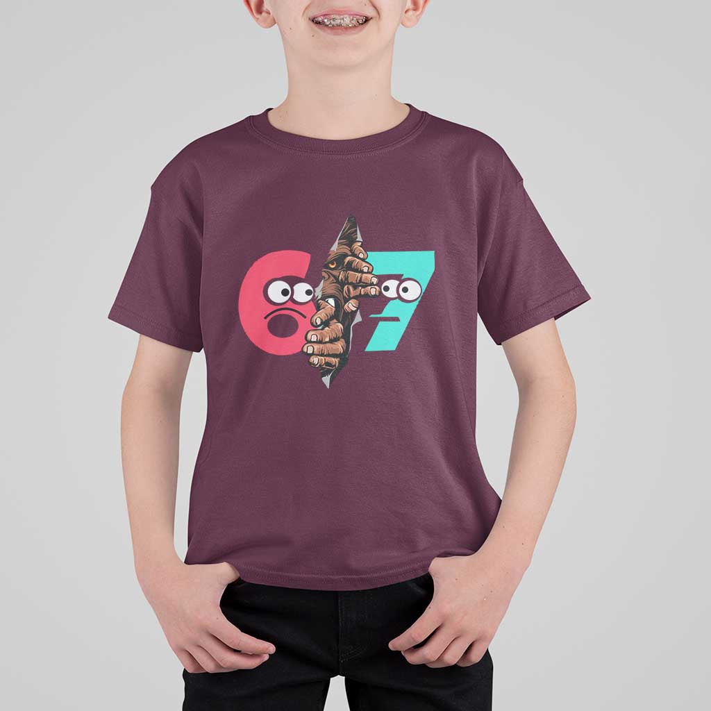 Bigfoot Six Seven Meme T Shirt For Kid 67 Viral Gen Alpha Slang Gift - Wonder Print Shop