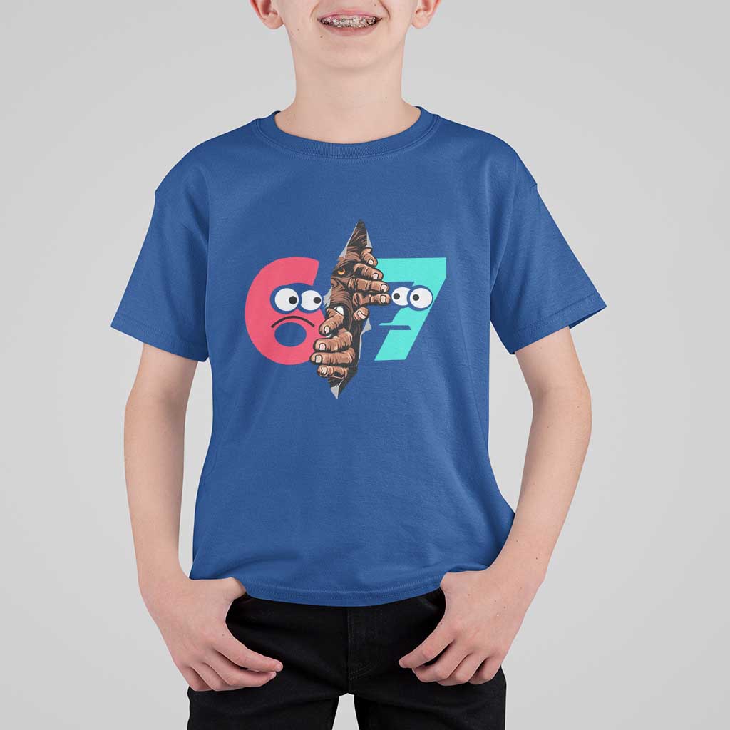 Bigfoot Six Seven Meme T Shirt For Kid 67 Viral Gen Alpha Slang Gift - Wonder Print Shop