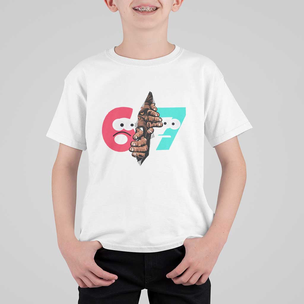 Bigfoot Six Seven Meme T Shirt For Kid 67 Viral Gen Alpha Slang Gift - Wonder Print Shop