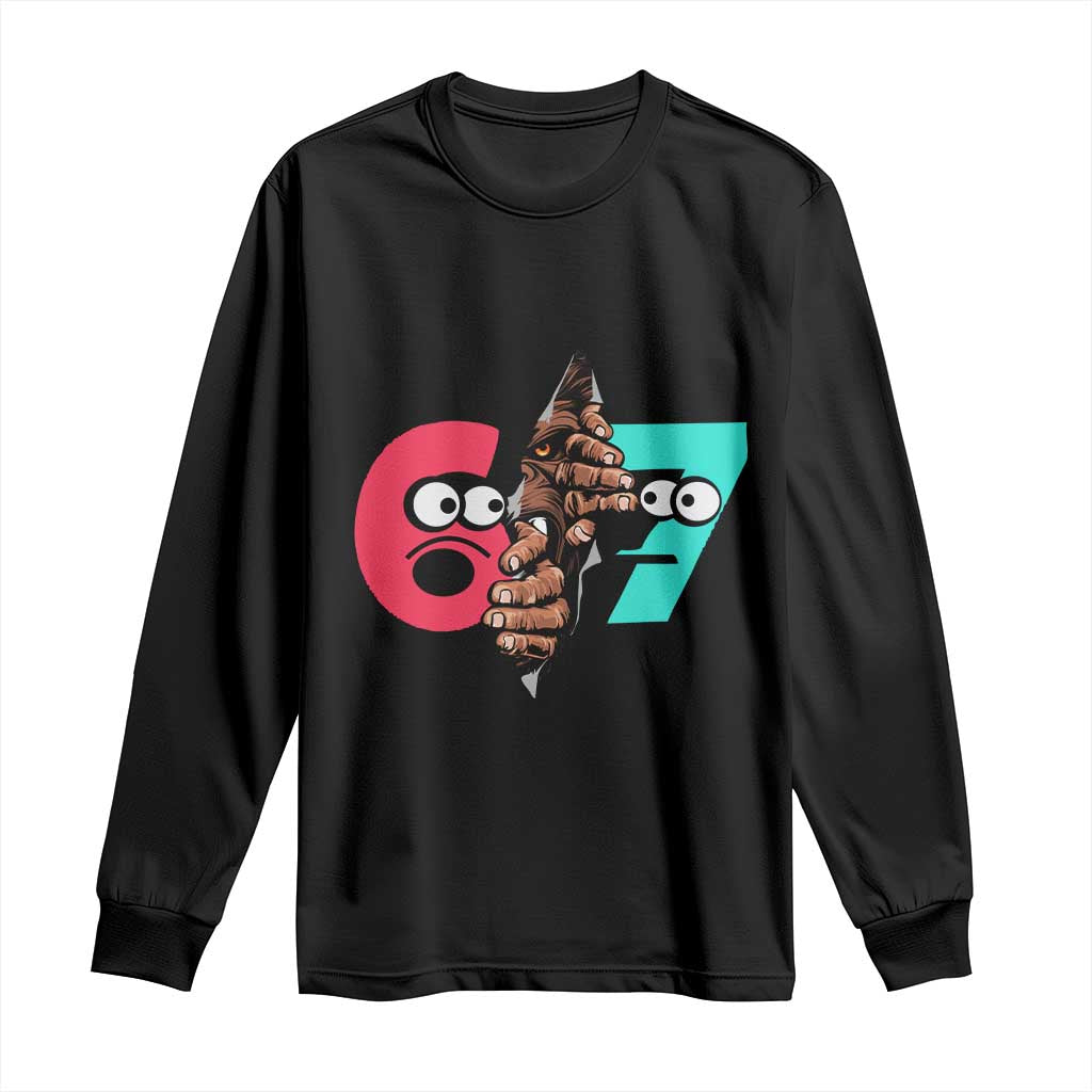 Bigfoot Six Seven Meme Long Sleeve Shirt 67 Viral Gen Alpha Slang Gift - Wonder Print Shop