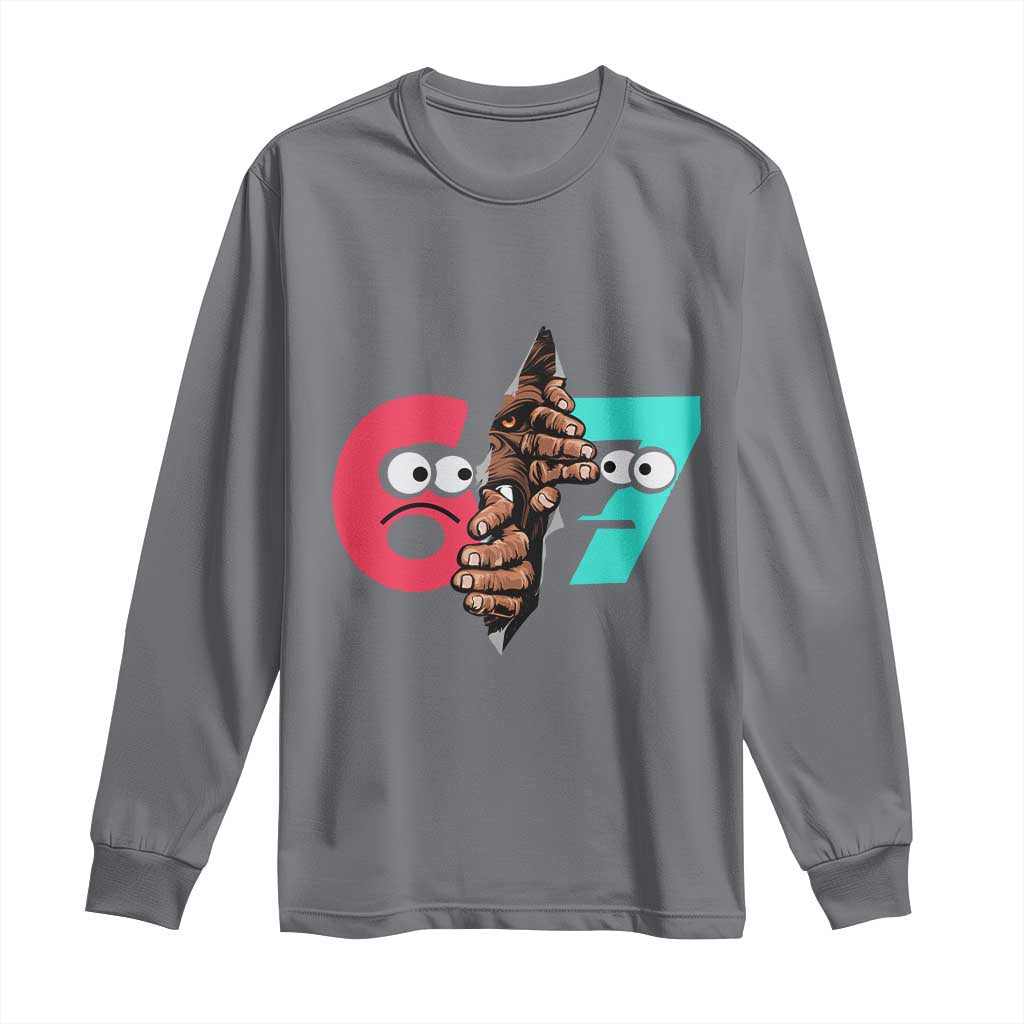 Bigfoot Six Seven Meme Long Sleeve Shirt 67 Viral Gen Alpha Slang Gift - Wonder Print Shop