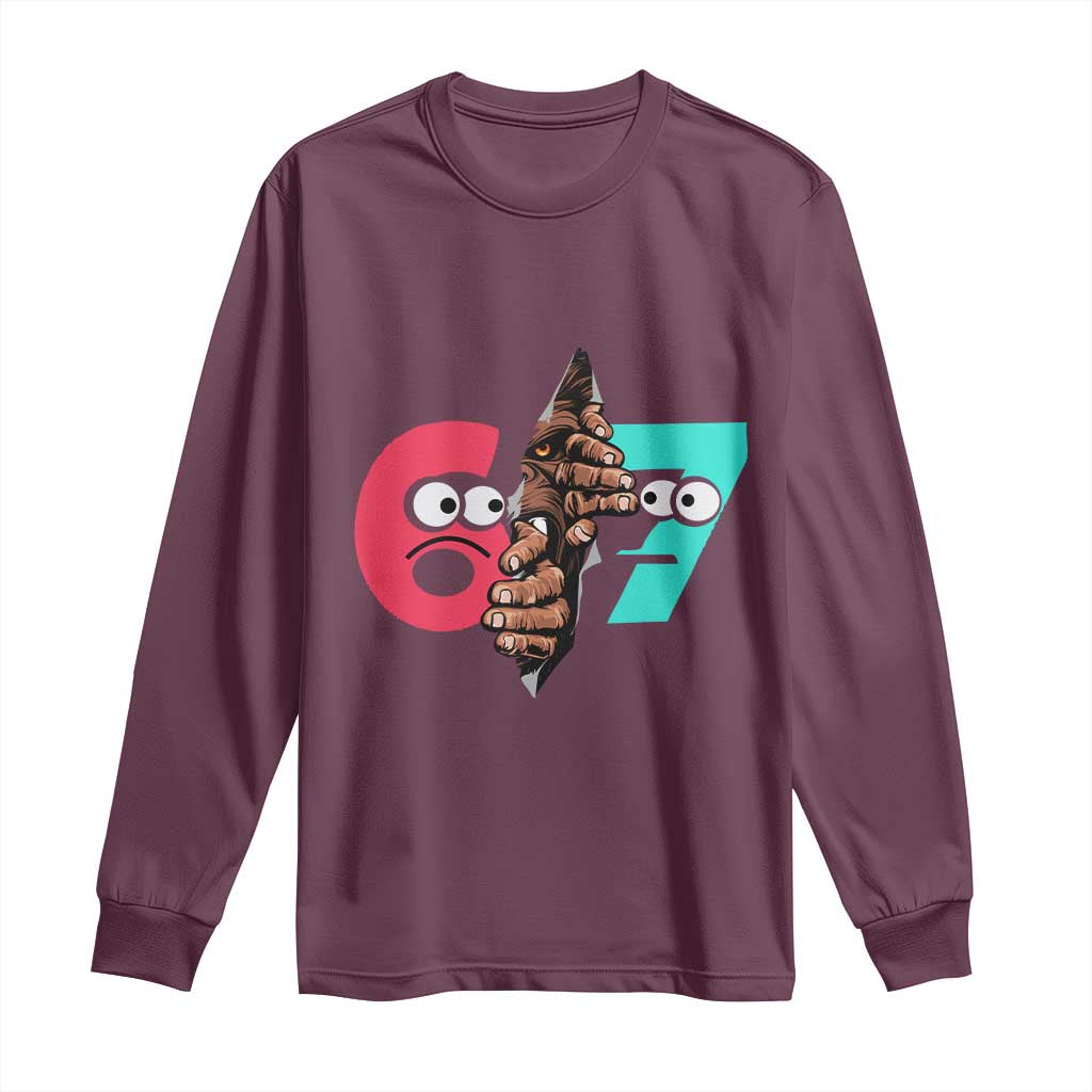 Bigfoot Six Seven Meme Long Sleeve Shirt 67 Viral Gen Alpha Slang Gift - Wonder Print Shop