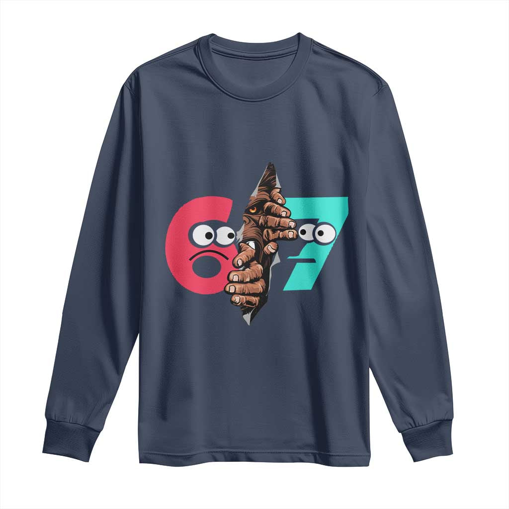 Bigfoot Six Seven Meme Long Sleeve Shirt 67 Viral Gen Alpha Slang Gift - Wonder Print Shop