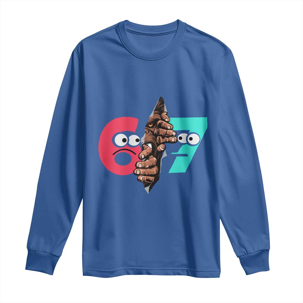 Bigfoot Six Seven Meme Long Sleeve Shirt 67 Viral Gen Alpha Slang Gift - Wonder Print Shop