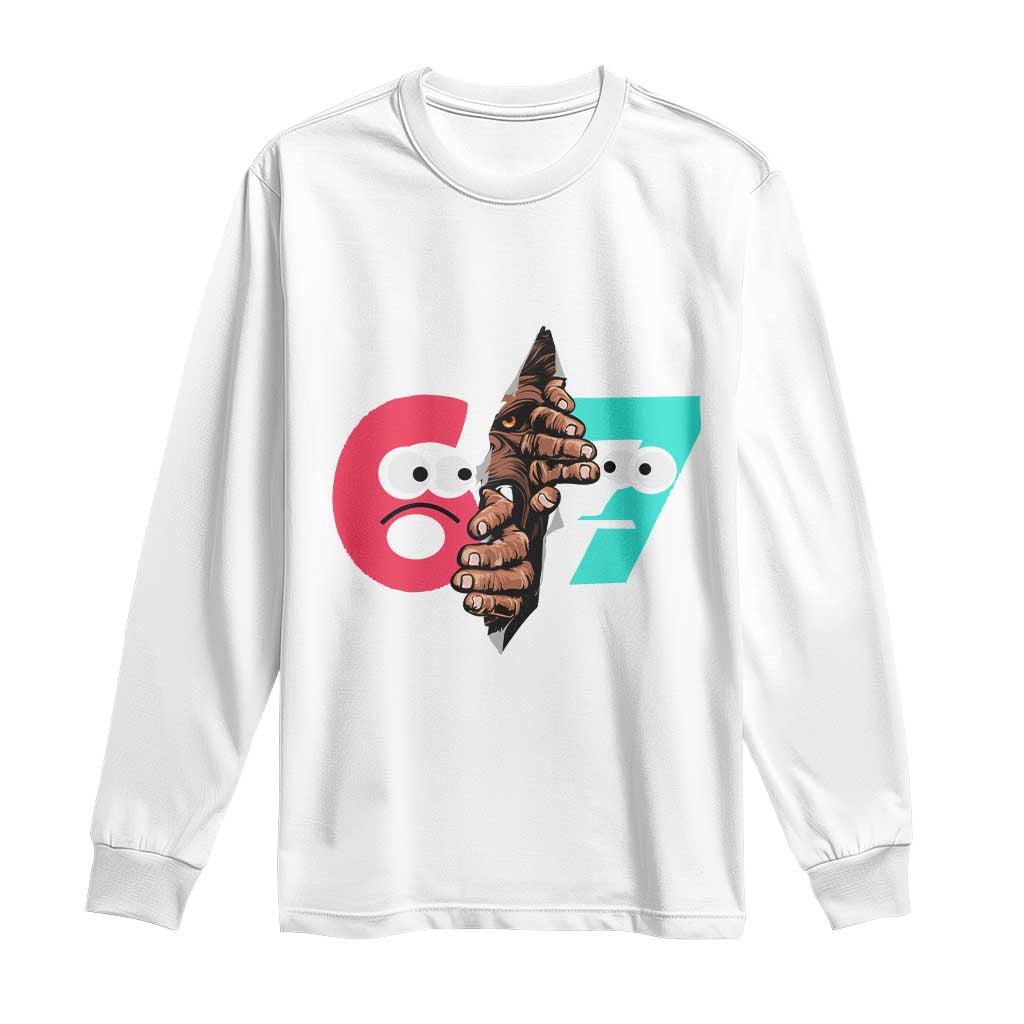 Bigfoot Six Seven Meme Long Sleeve Shirt 67 Viral Gen Alpha Slang Gift - Wonder Print Shop