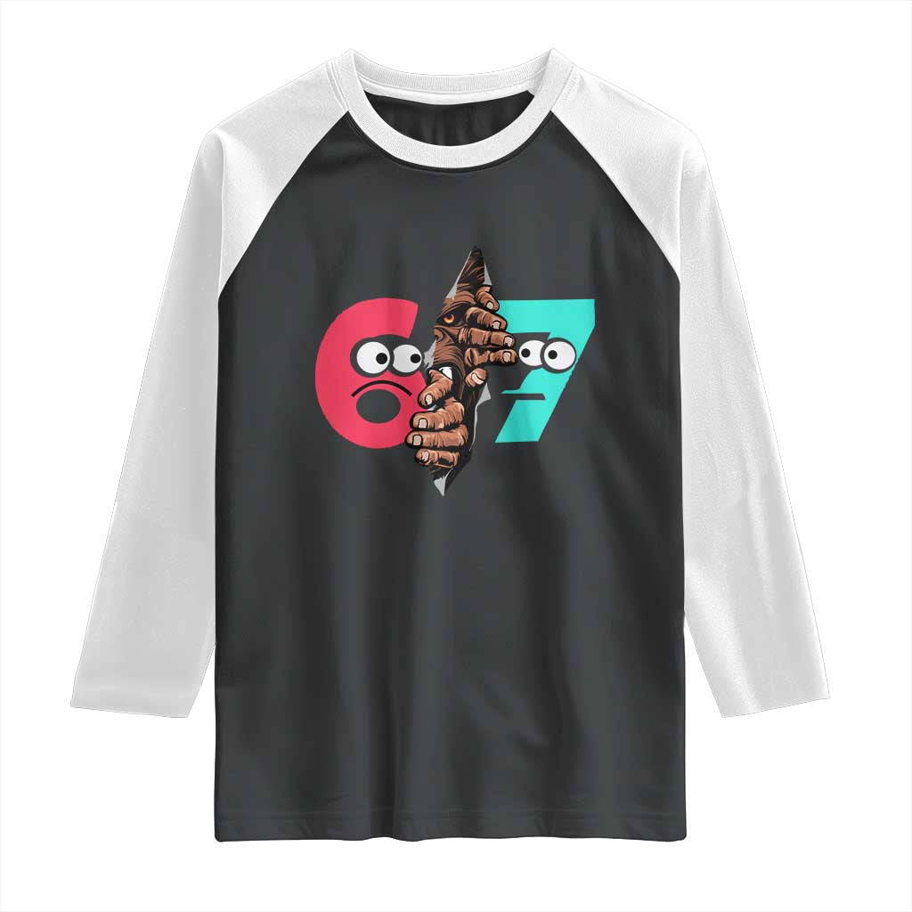 Bigfoot Six Seven Meme Raglan Shirt 67 Viral Gen Alpha Slang Gift - Wonder Print Shop