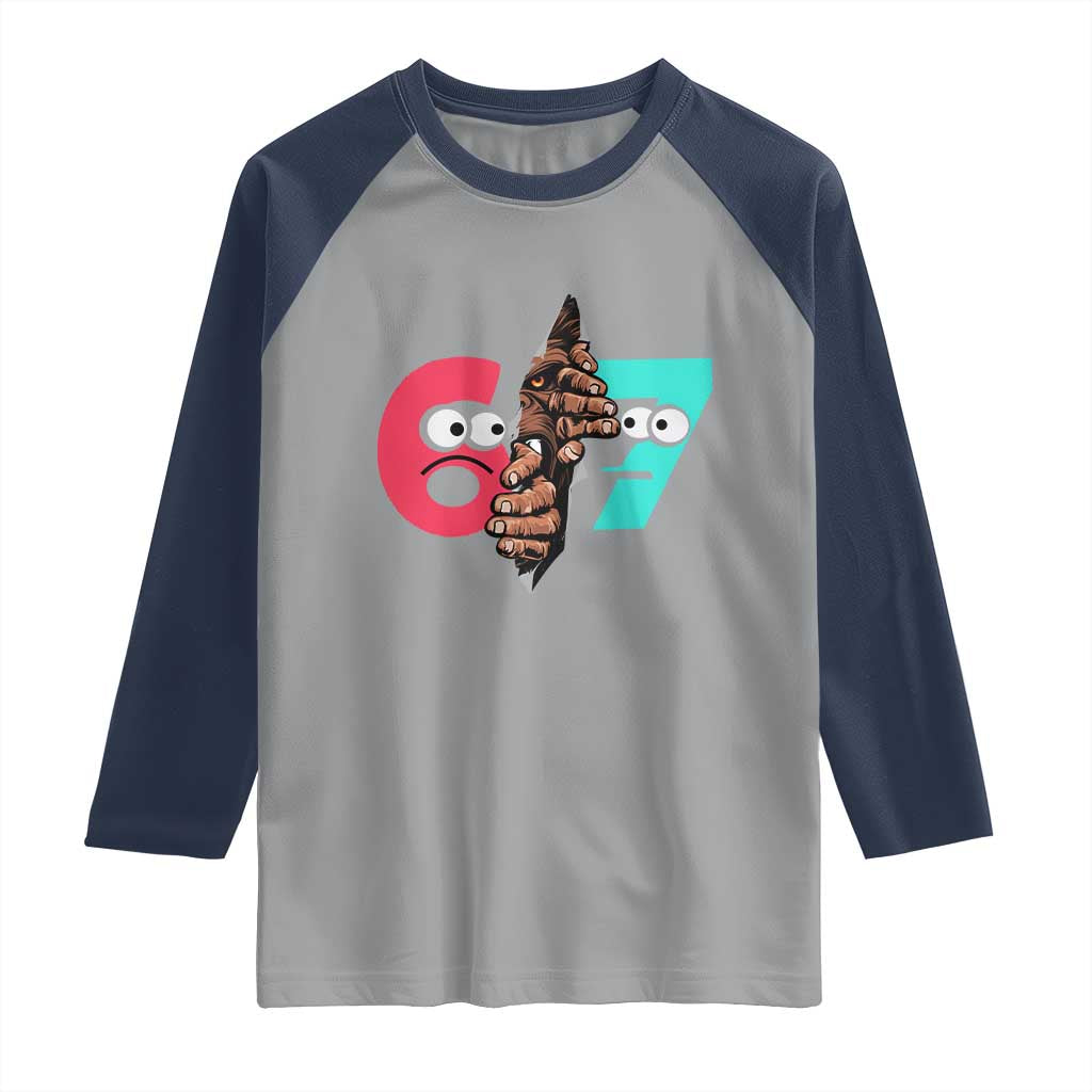 Bigfoot Six Seven Meme Raglan Shirt 67 Viral Gen Alpha Slang Gift - Wonder Print Shop