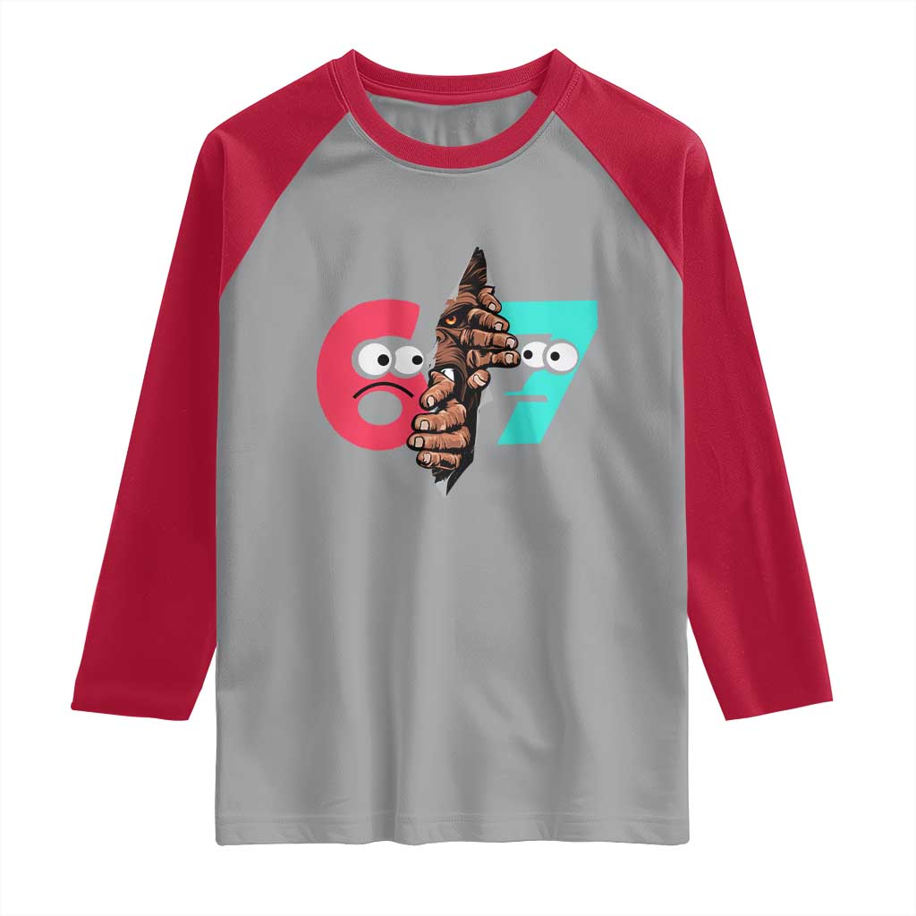 Bigfoot Six Seven Meme Raglan Shirt 67 Viral Gen Alpha Slang Gift - Wonder Print Shop