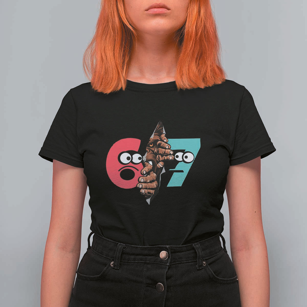 Bigfoot Six Seven Meme T Shirt For Women 67 Viral Gen Alpha Slang Gift - Wonder Print Shop