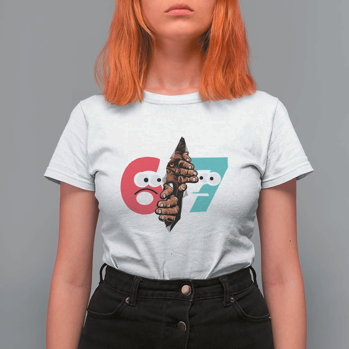 Bigfoot Six Seven Meme T Shirt For Women 67 Viral Gen Alpha Slang Gift - Wonder Print Shop