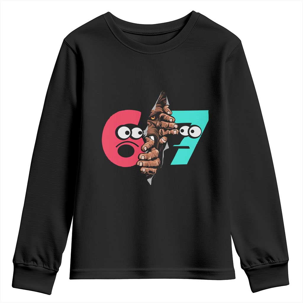 Bigfoot Six Seven Meme Youth Sweatshirt 67 Viral Gen Alpha Slang Gift - Wonder Print Shop