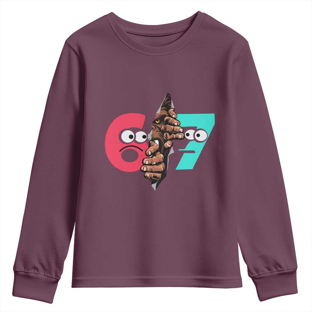Bigfoot Six Seven Meme Youth Sweatshirt 67 Viral Gen Alpha Slang Gift - Wonder Print Shop