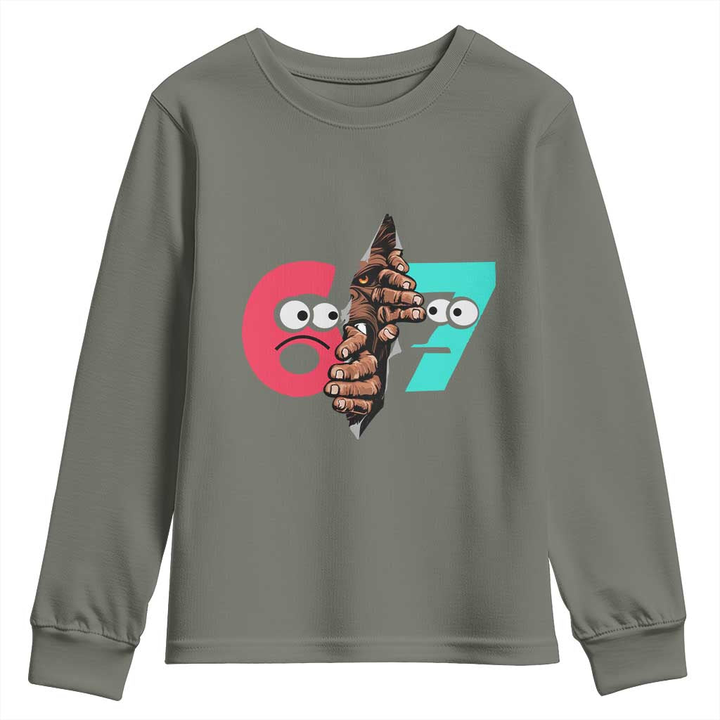 Bigfoot Six Seven Meme Youth Sweatshirt 67 Viral Gen Alpha Slang Gift - Wonder Print Shop