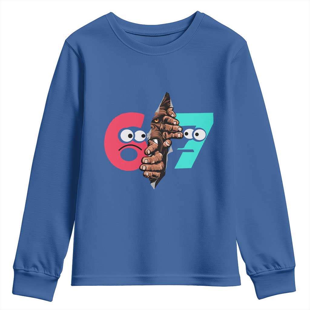 Bigfoot Six Seven Meme Youth Sweatshirt 67 Viral Gen Alpha Slang Gift - Wonder Print Shop