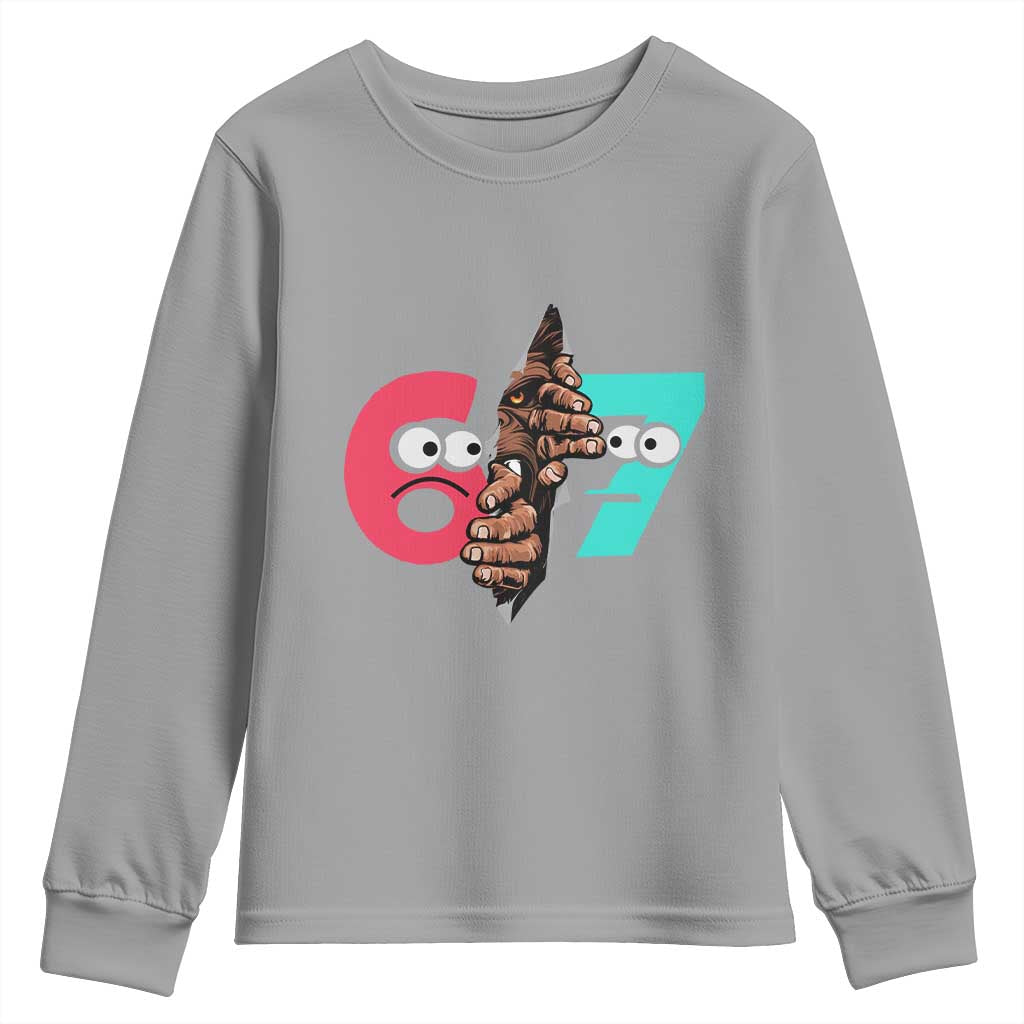 Bigfoot Six Seven Meme Youth Sweatshirt 67 Viral Gen Alpha Slang Gift - Wonder Print Shop