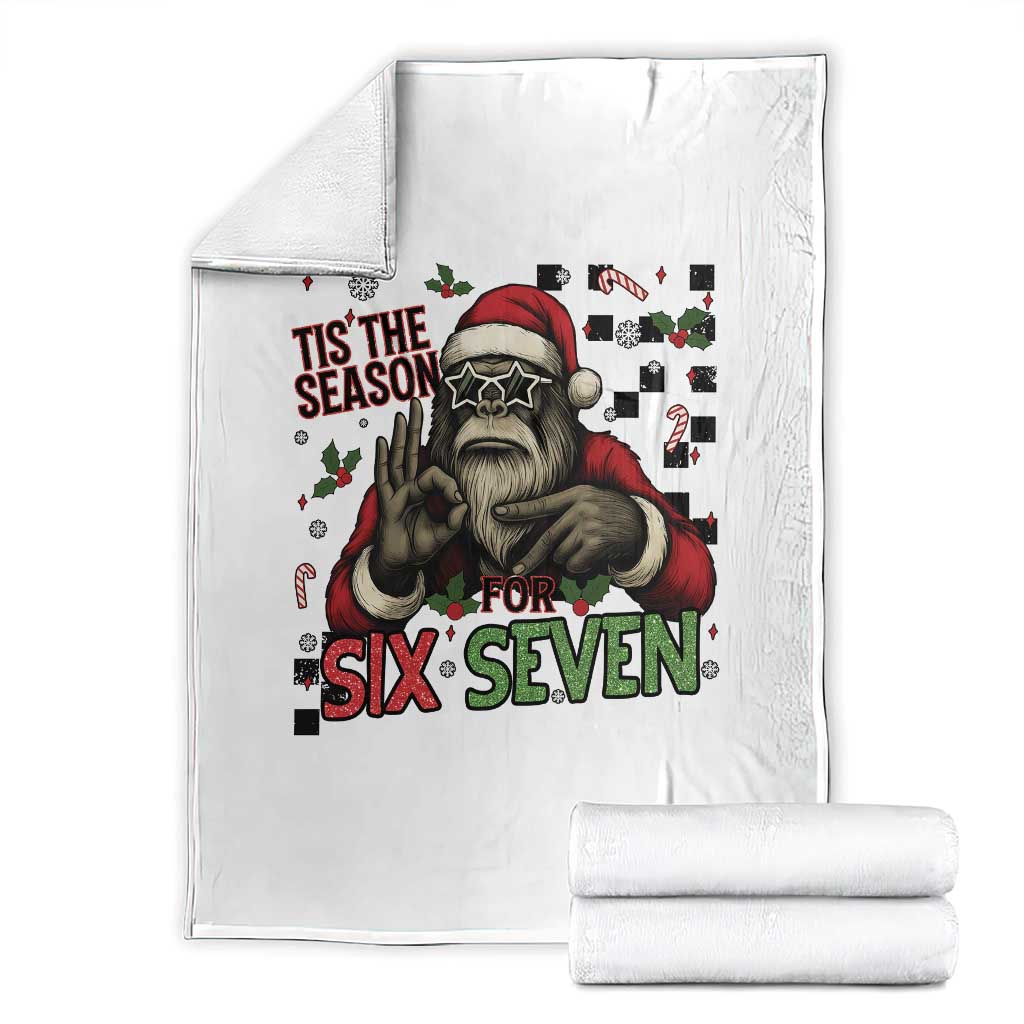 Funny Bigfoot Santa Tis The Season For Six Seven Meme Throw Blanket Christmas Gift - Wonder Print Shop