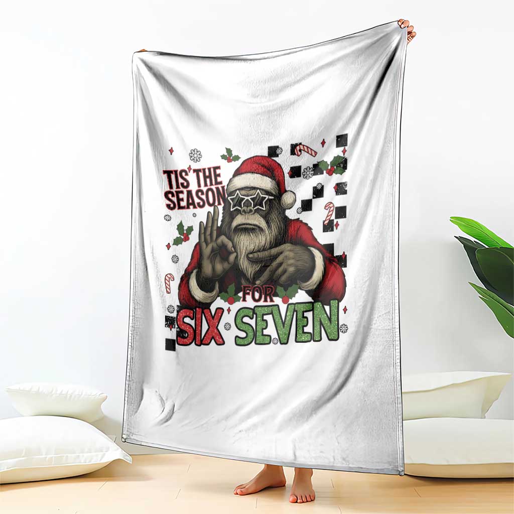 Funny Bigfoot Santa Tis The Season For Six Seven Meme Throw Blanket Christmas Gift - Wonder Print Shop