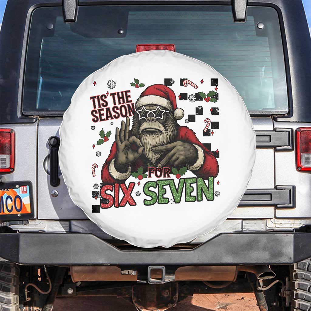 Funny Bigfoot Santa Tis The Season For Six Seven Meme Spare Tire Cover Christmas Gift - Wonder Print Shop