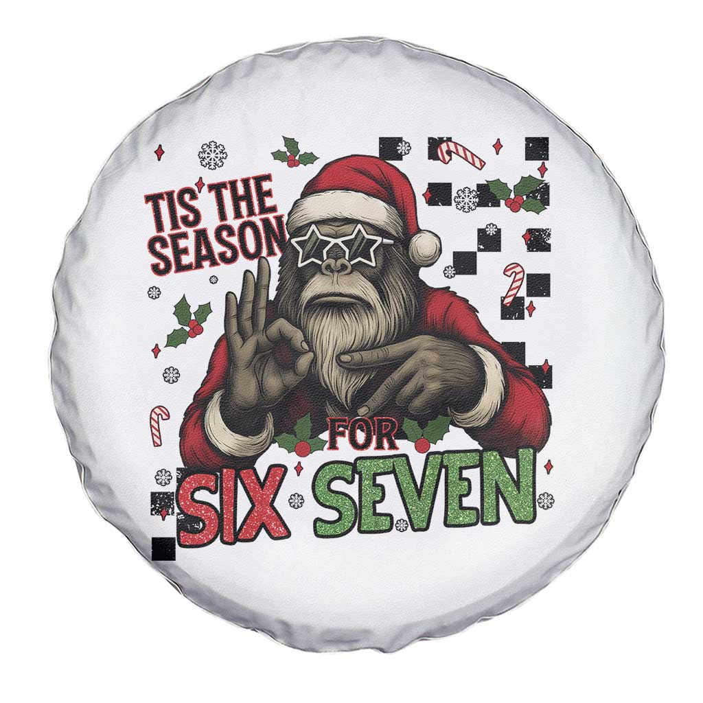 Funny Bigfoot Santa Tis The Season For Six Seven Meme Spare Tire Cover Christmas Gift - Wonder Print Shop