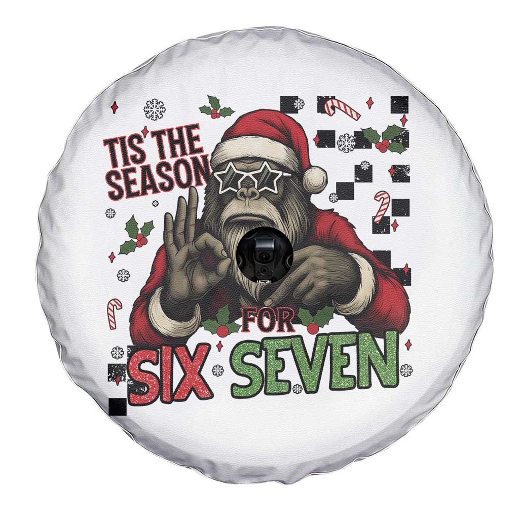 Funny Bigfoot Santa Tis The Season For Six Seven Meme Spare Tire Cover Christmas Gift - Wonder Print Shop