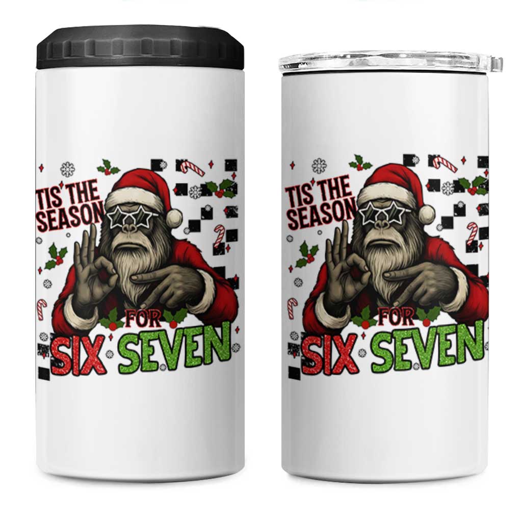 Funny Bigfoot Santa Tis The Season For Six Seven Meme 4 in 1 Can Cooler Tumbler Christmas Gift - Wonder Print Shop