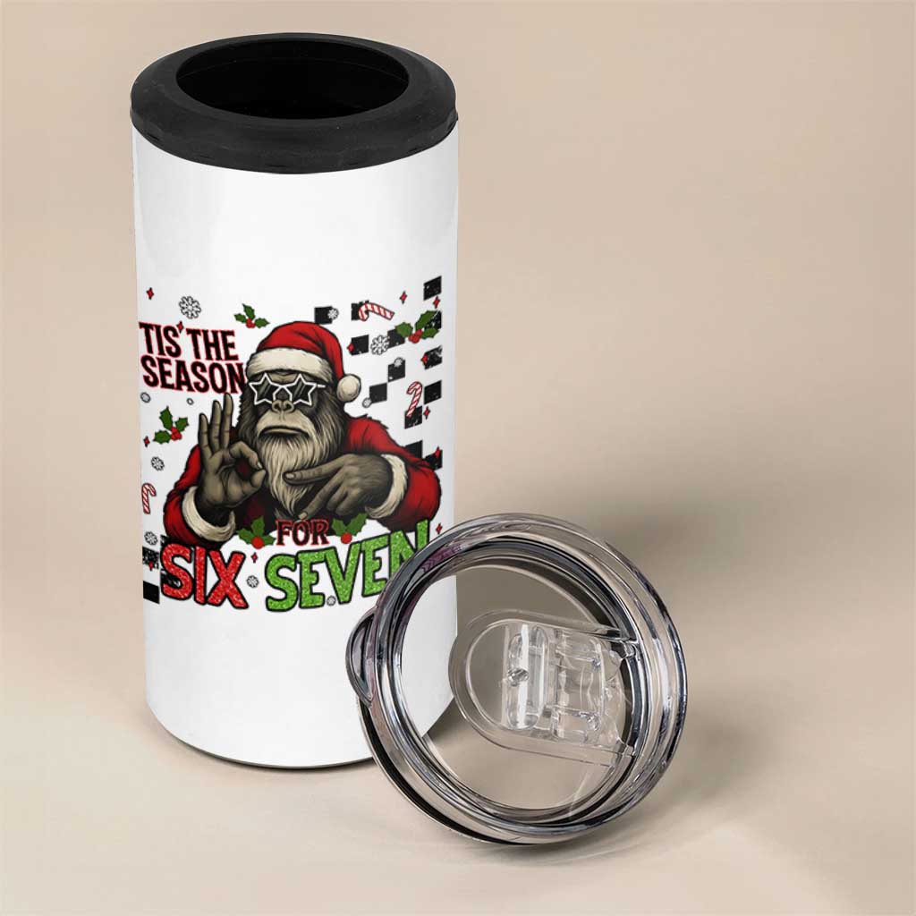 Funny Bigfoot Santa Tis The Season For Six Seven Meme 4 in 1 Can Cooler Tumbler Christmas Gift - Wonder Print Shop