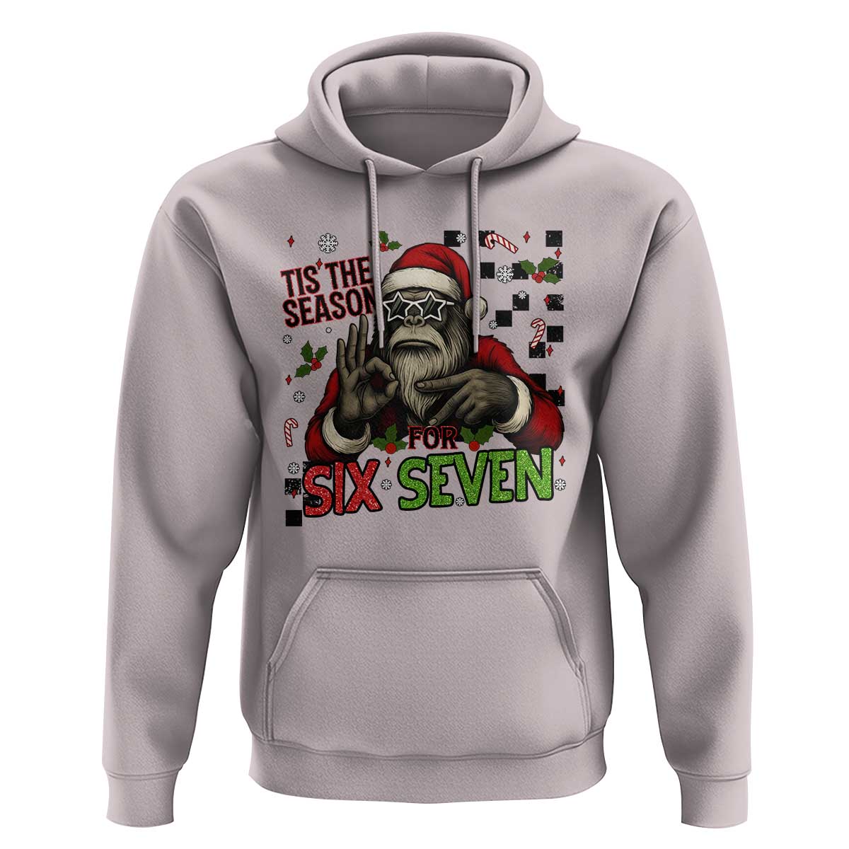 Funny Bigfoot Santa Tis The Season For Six Seven Meme Hoodie Christmas Gift - Wonder Print Shop