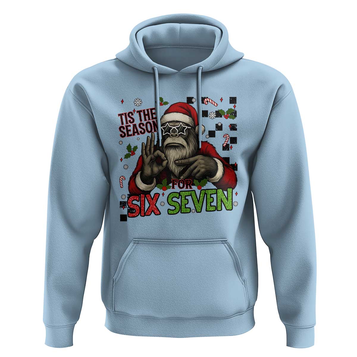 Funny Bigfoot Santa Tis The Season For Six Seven Meme Hoodie Christmas Gift - Wonder Print Shop