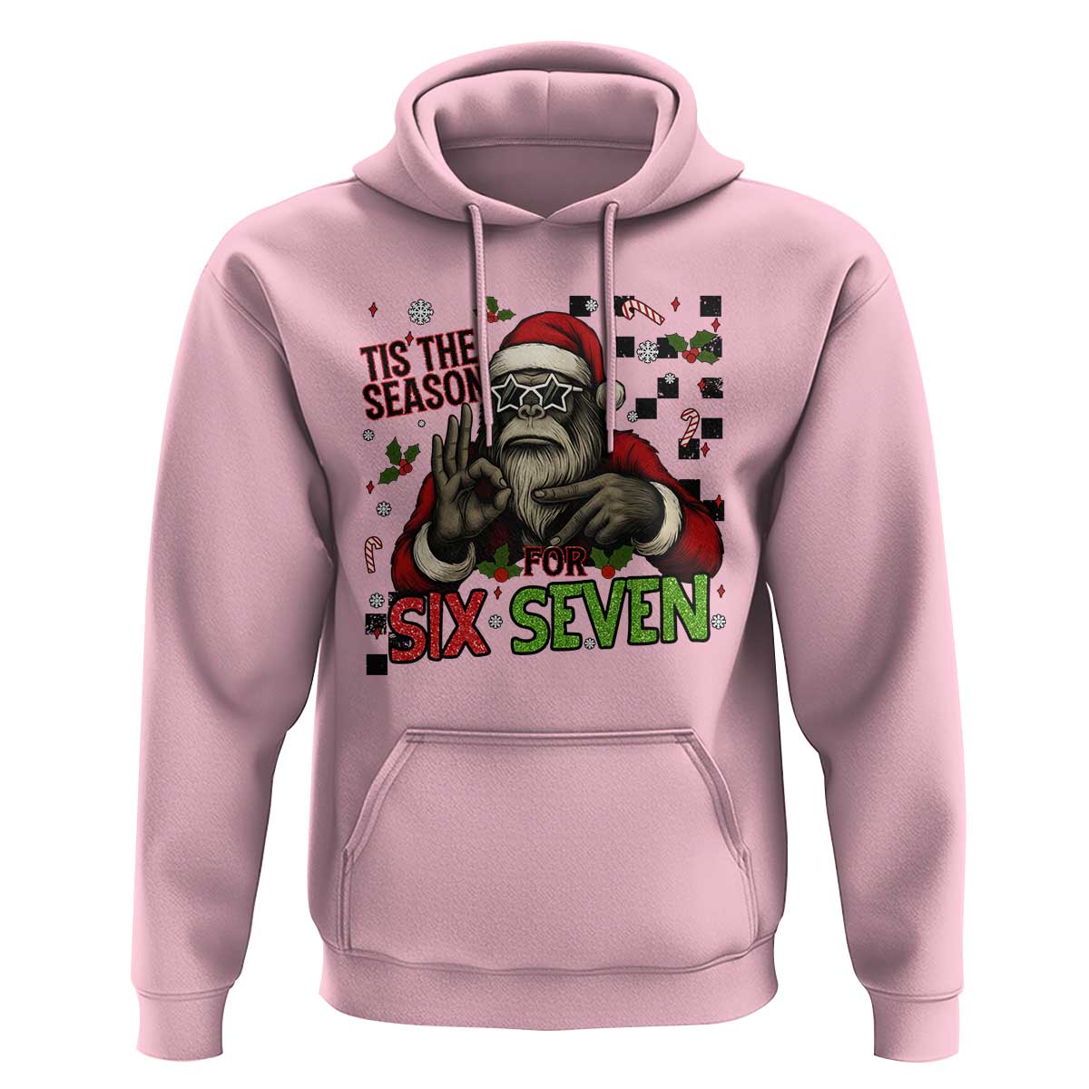Funny Bigfoot Santa Tis The Season For Six Seven Meme Hoodie Christmas Gift - Wonder Print Shop