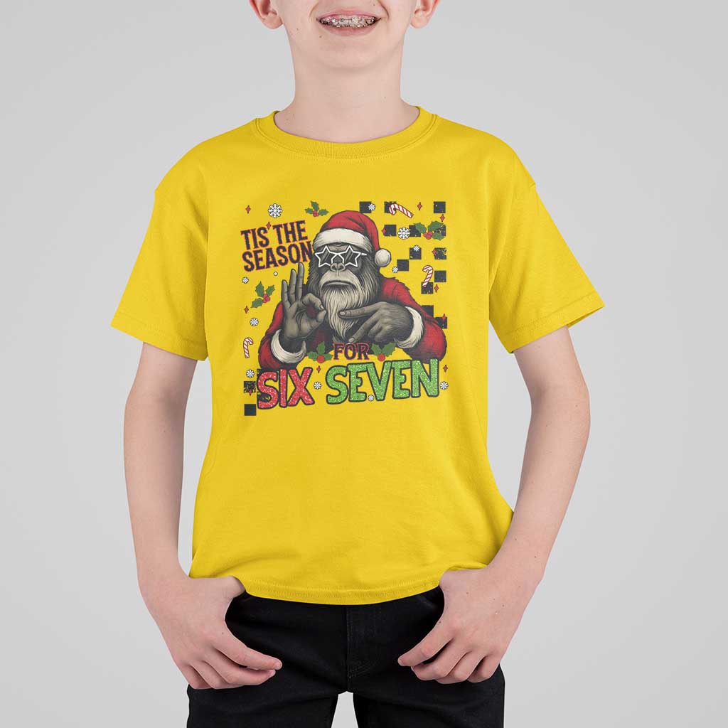 Funny Bigfoot Santa Tis The Season For Six Seven Meme T Shirt For Kid Christmas Gift - Wonder Print Shop