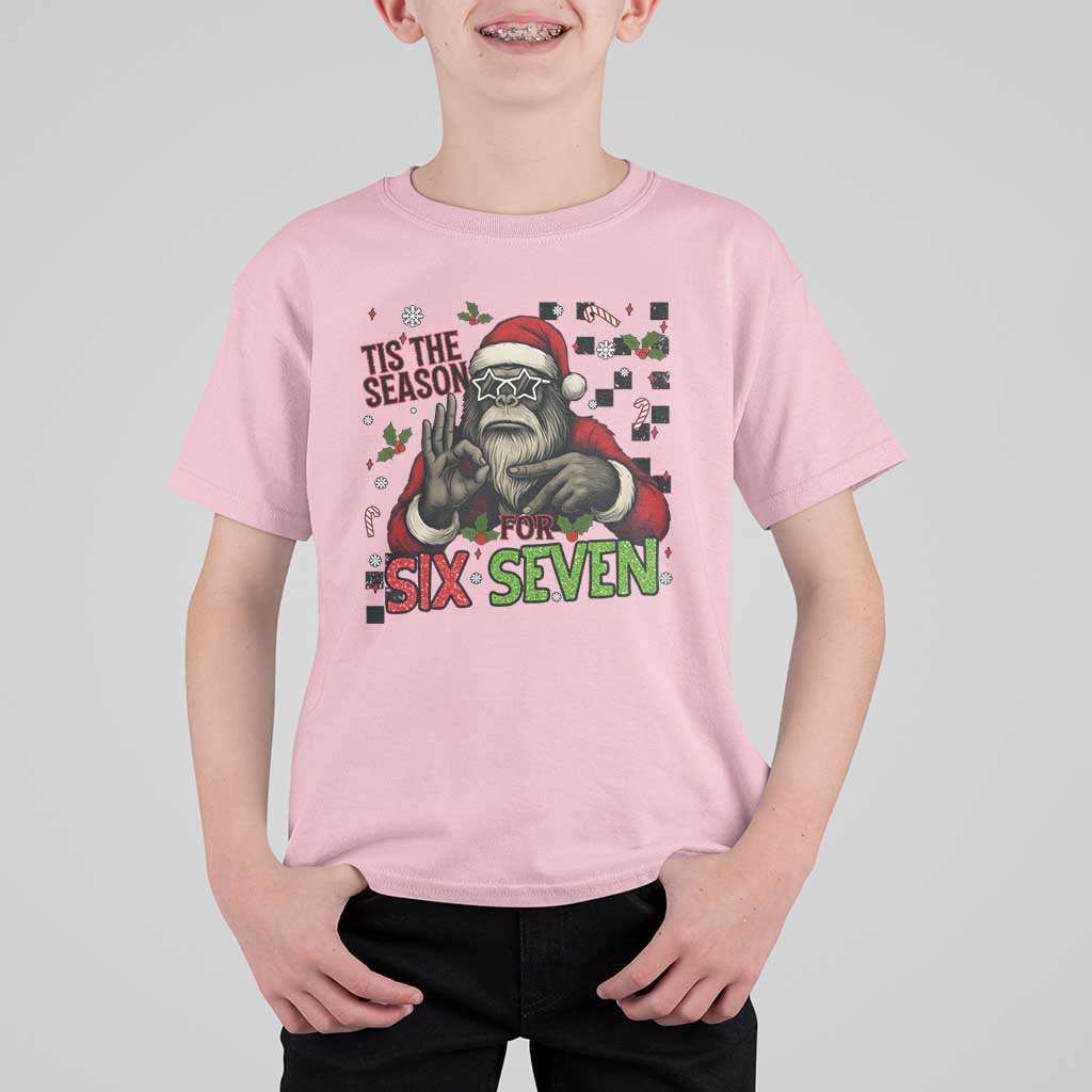 Funny Bigfoot Santa Tis The Season For Six Seven Meme T Shirt For Kid Christmas Gift - Wonder Print Shop