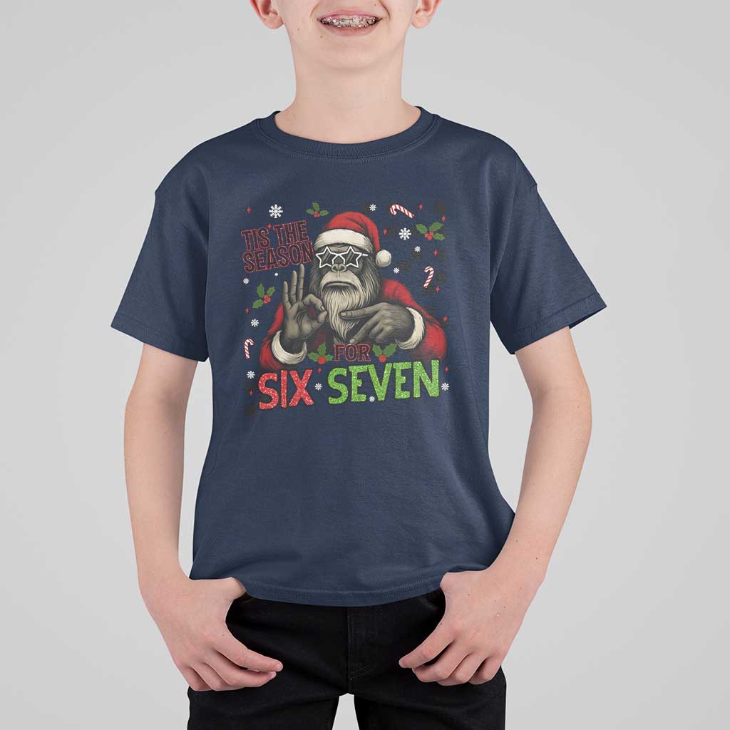 Funny Bigfoot Santa Tis The Season For Six Seven Meme T Shirt For Kid Christmas Gift - Wonder Print Shop